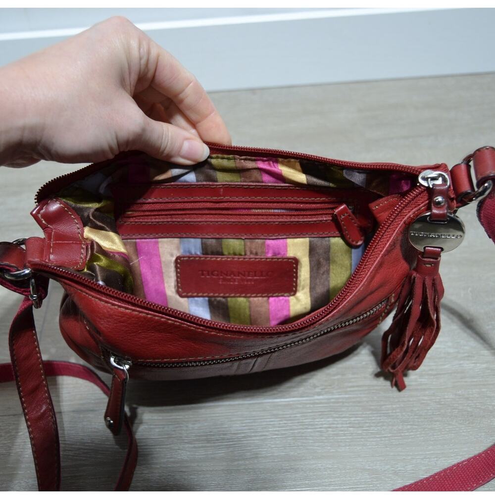 Tignanello Red Leather Crossbody Purse - Picture 9 of 15